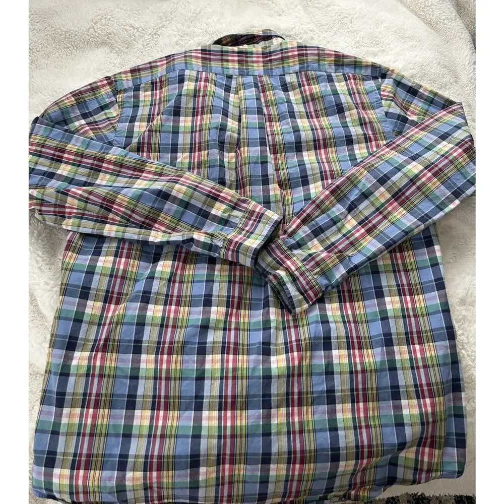 Ralph Lauren XL Multicolor Plaid Button-Up Long Sleeve Mens Cotton Preppy Casual - Picture 5 of 5